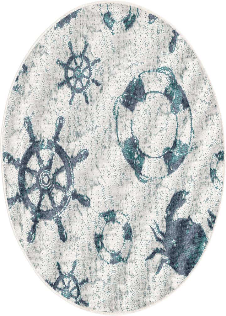 4' x 4' Easy-Clean Coastal Indoor / Outdoor Round Rug