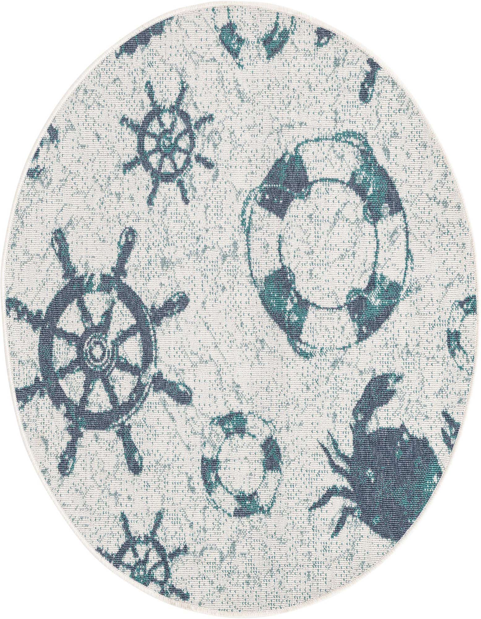 4' x 4' Easy-Clean Coastal Indoor / Outdoor Round Rug