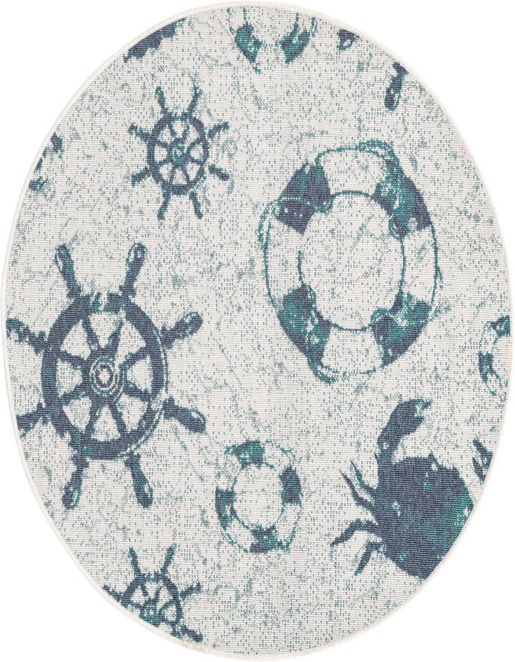 Detail image of 4' x 4' Easy-Clean Coastal Indoor / Outdoor Round Rug