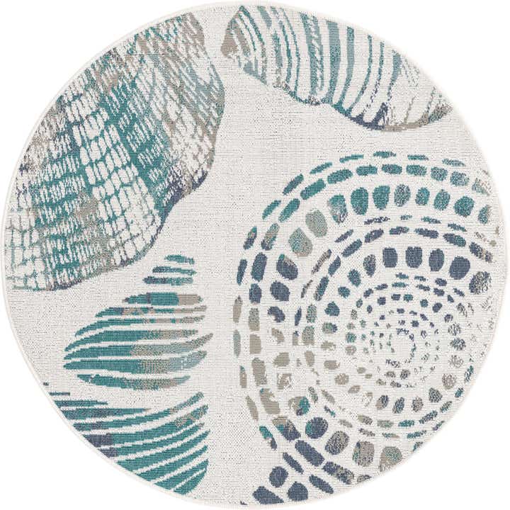 4' x 4' Easy-Clean Coastal Indoor / Outdoor Round Rug