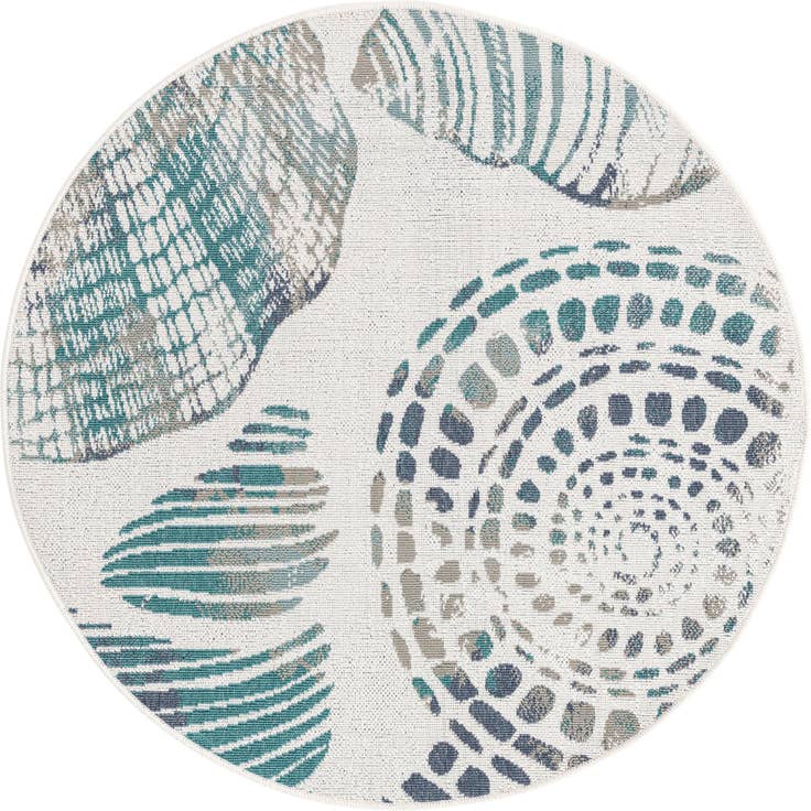 Detail image of 4' x 4' Easy-Clean Coastal Indoor / Outdoor Round Rug