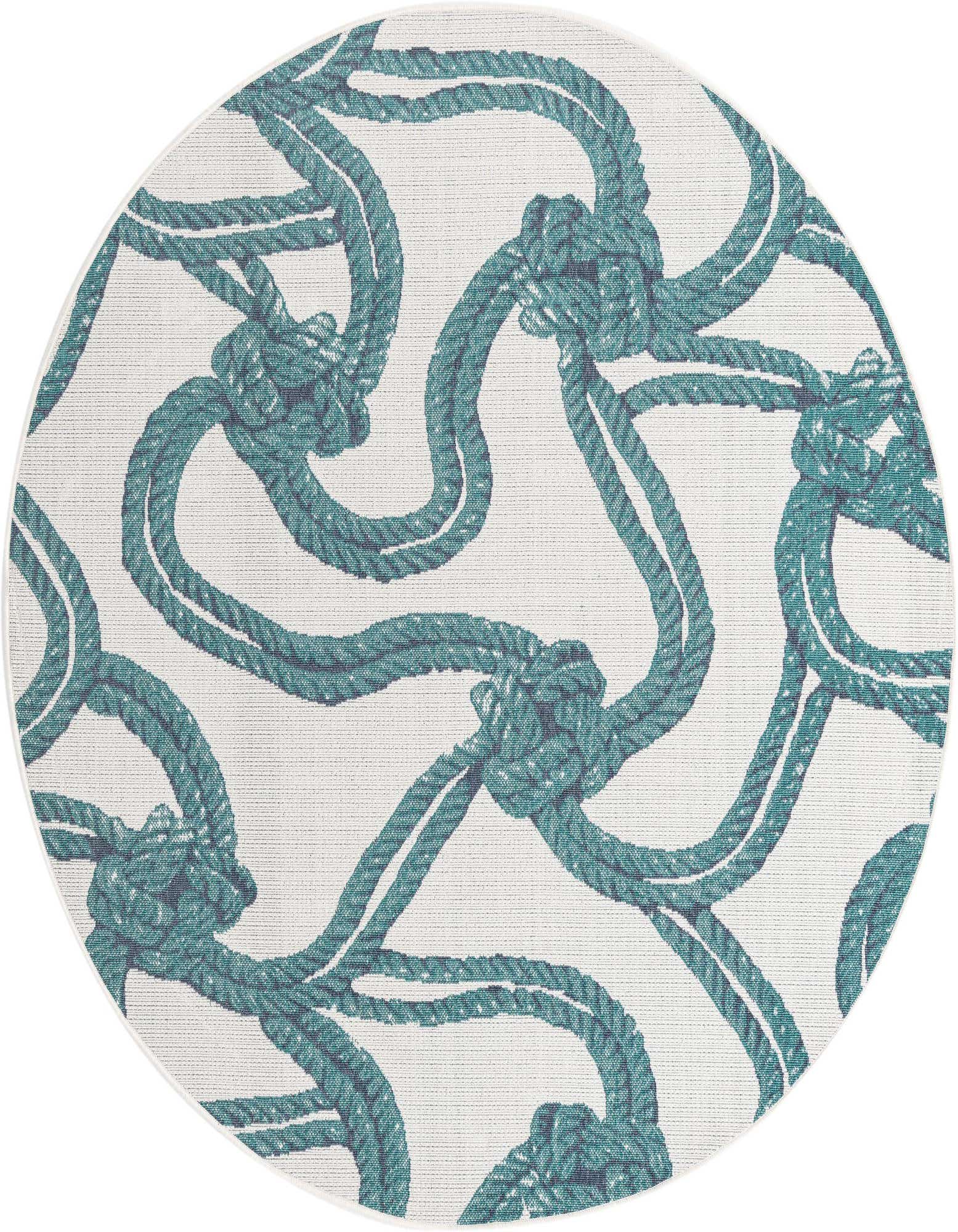 7' x 7' Easy-Clean Coastal Indoor / Outdoor Round Rug