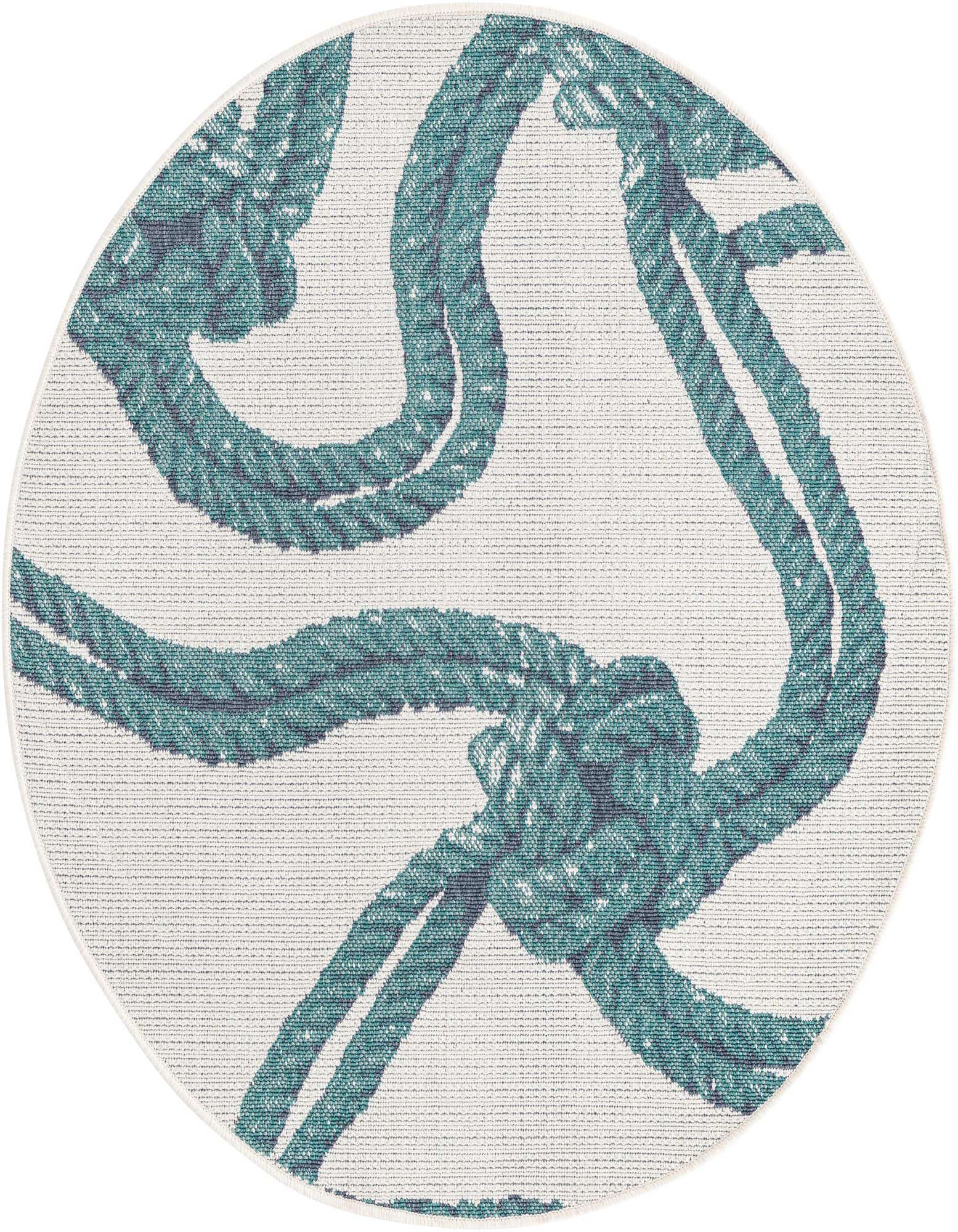 4' x 4' Easy-Clean Coastal Indoor / Outdoor Round Rug