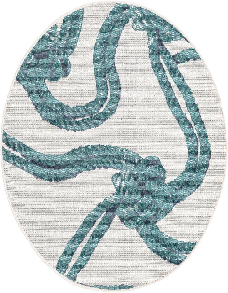 Detail image of 4' x 4' Easy-Clean Coastal Indoor / Outdoor Round Rug