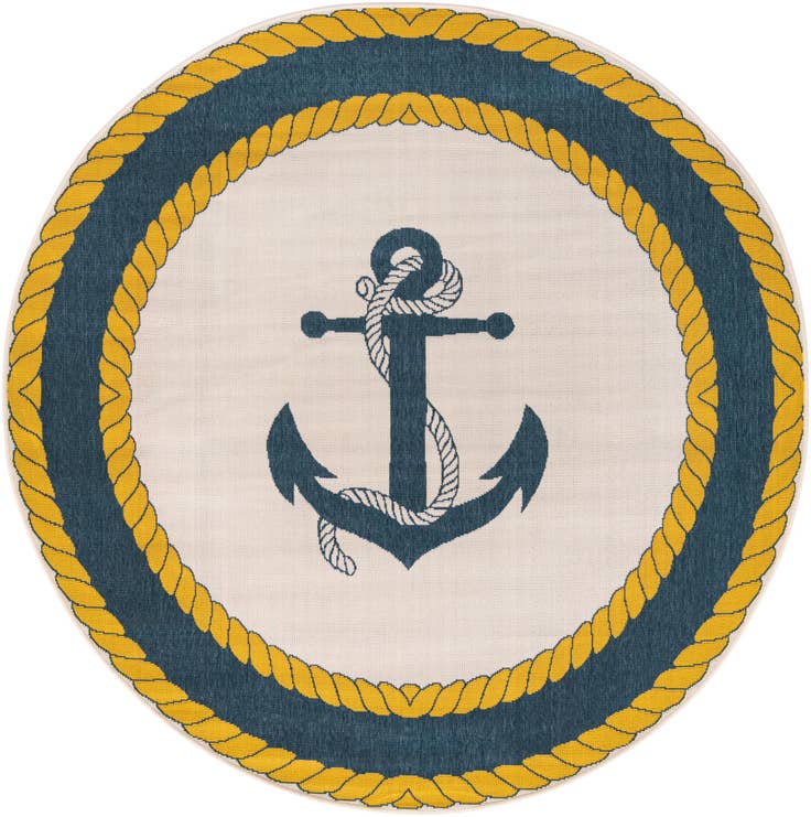 Detail image of 7' x 7' Easy-Clean Coastal Indoor / Outdoor Round Rug