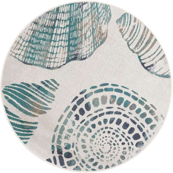 5' 3 x 5' 3 Easy-Clean Coastal Indoor / Outdoor Round Rug