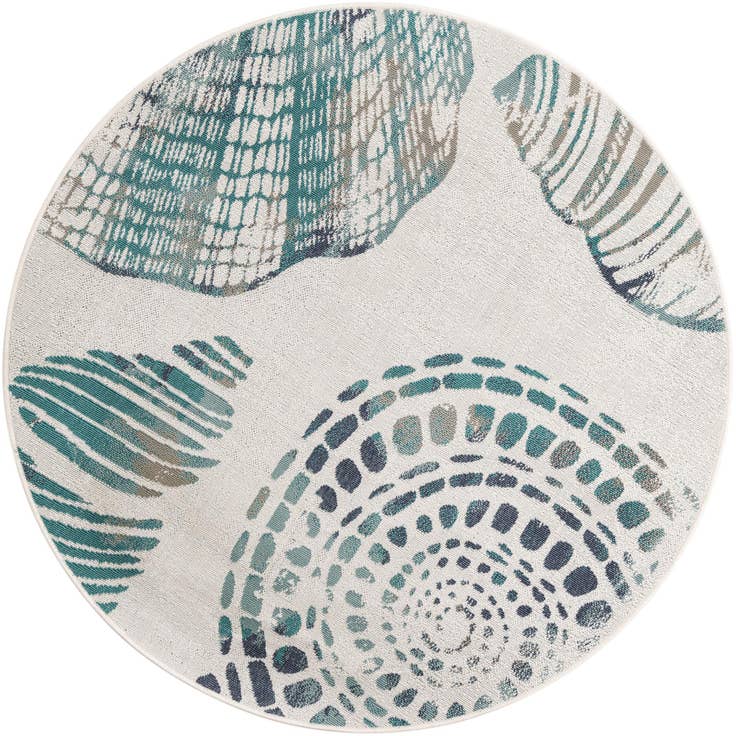 Detail image of 5' 3 x 5' 3 Easy-Clean Coastal Indoor / Outdoor Round Rug