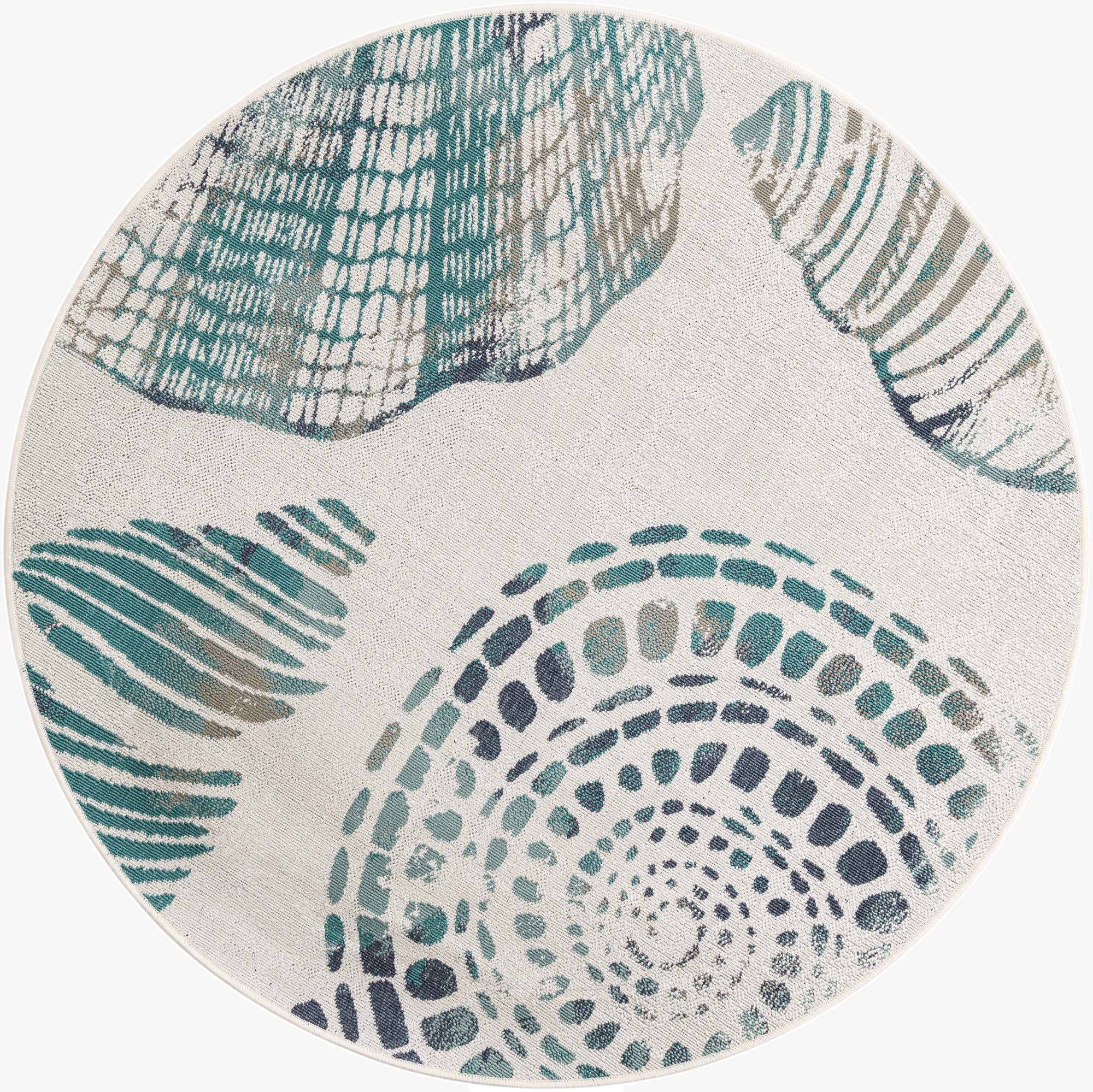Primary image  5' 3 x 5' 3  Washable Coastal Indoor / Outdoor Round Rug