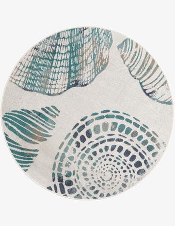 5' 3 x 5' 3 Easy-Clean Coastal Indoor / Outdoor Round Rug