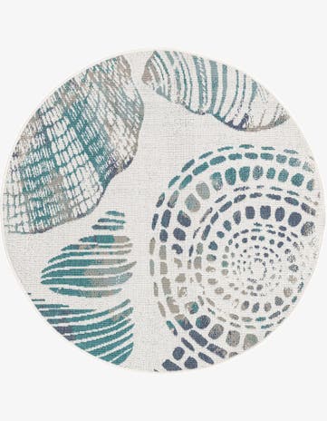 4' x 4' Easy-Clean Coastal Indoor / Outdoor Round Rug