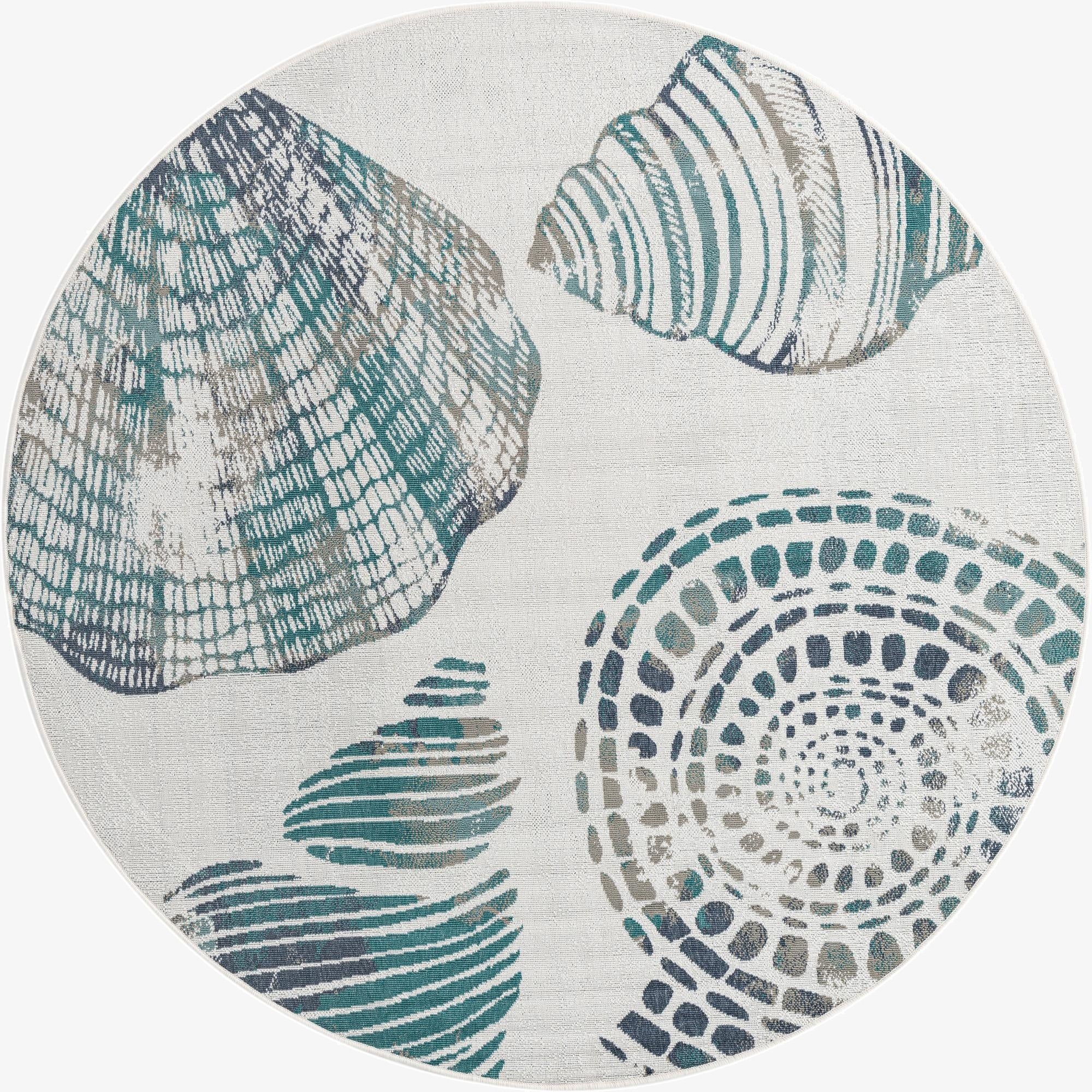 7' x 7' Washable Coastal Indoor / Outdoor Round Rug