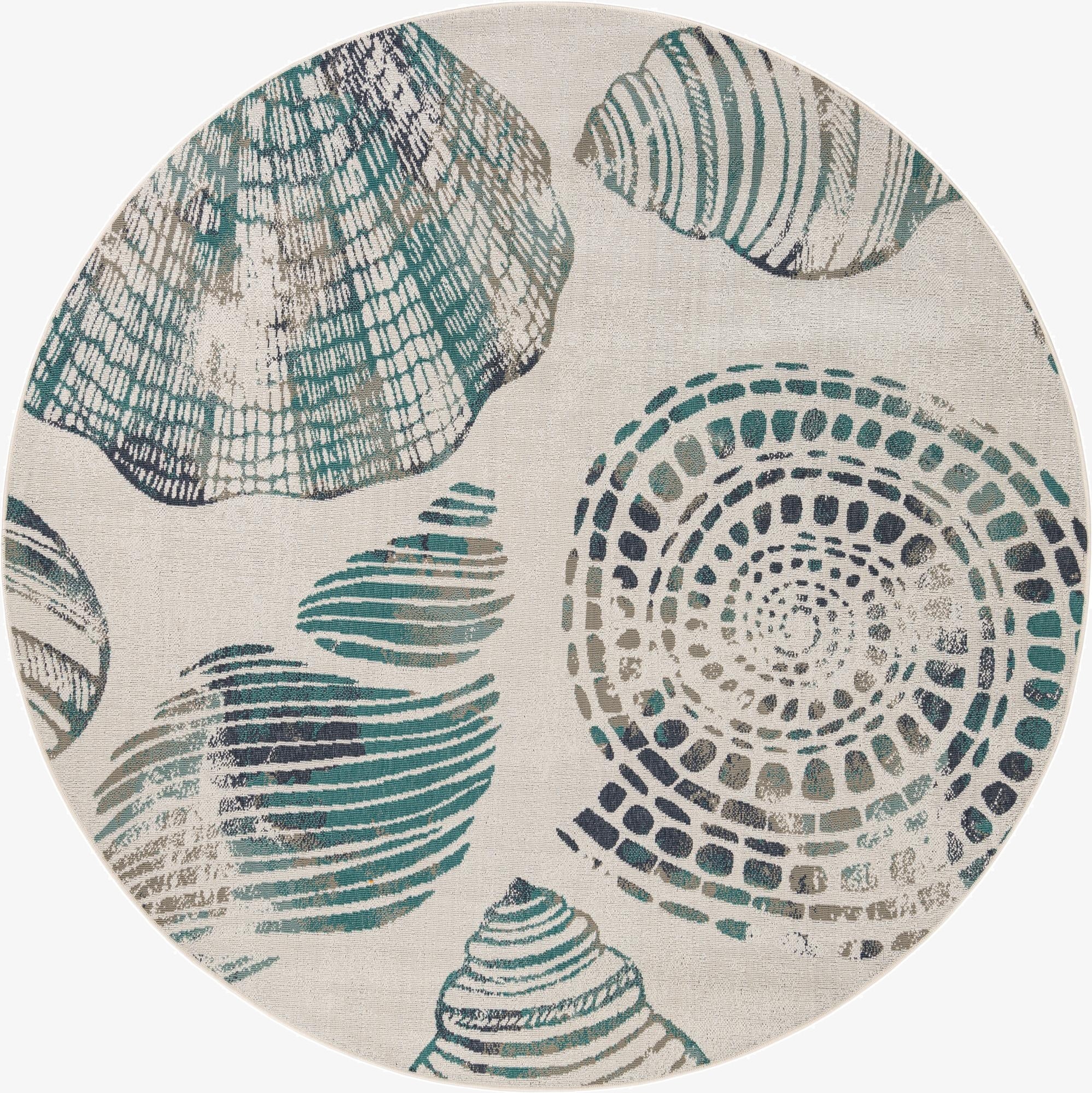 7' 10 x 7' 10  Washable Coastal Indoor / Outdoor Round Rug