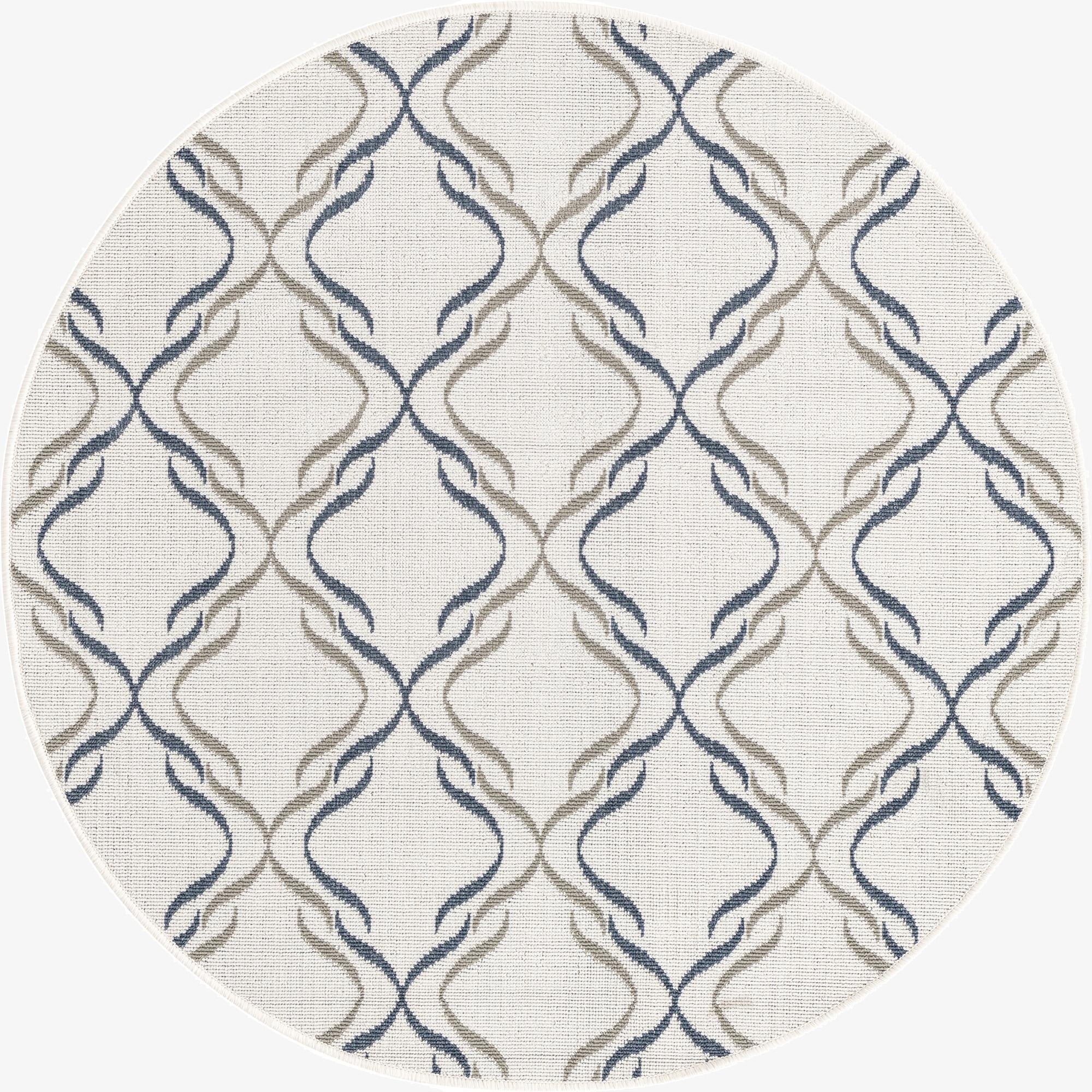4' x 4' Washable Lattice Indoor / Outdoor Round Rug