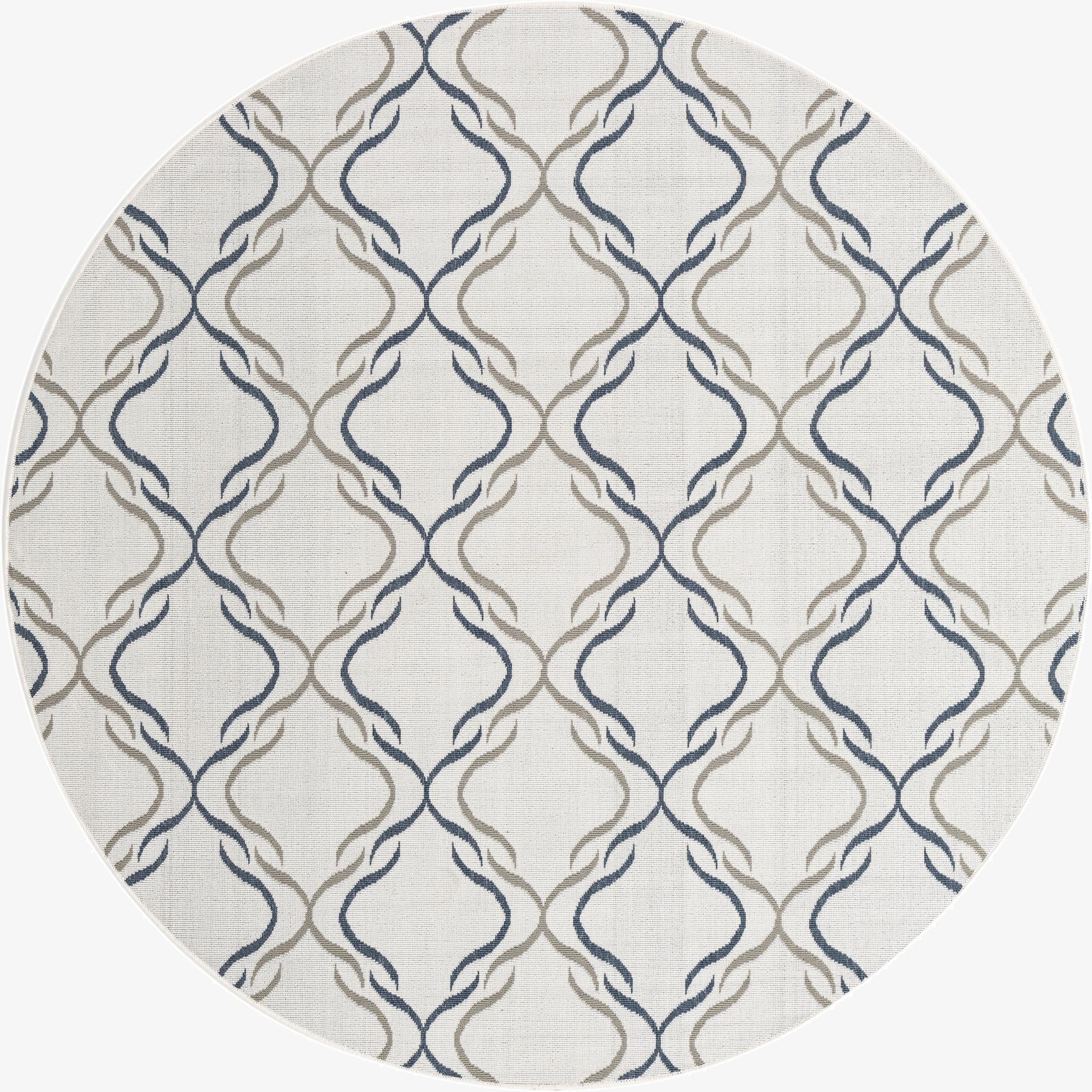 7' x 7' Washable Lattice Indoor / Outdoor Round Rug