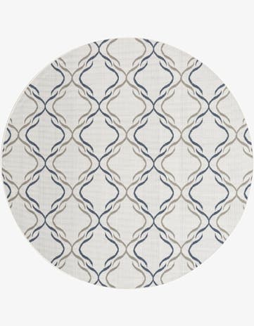 Ivory Easy-Clean Lattice Indoor / Outdoor Round Rug