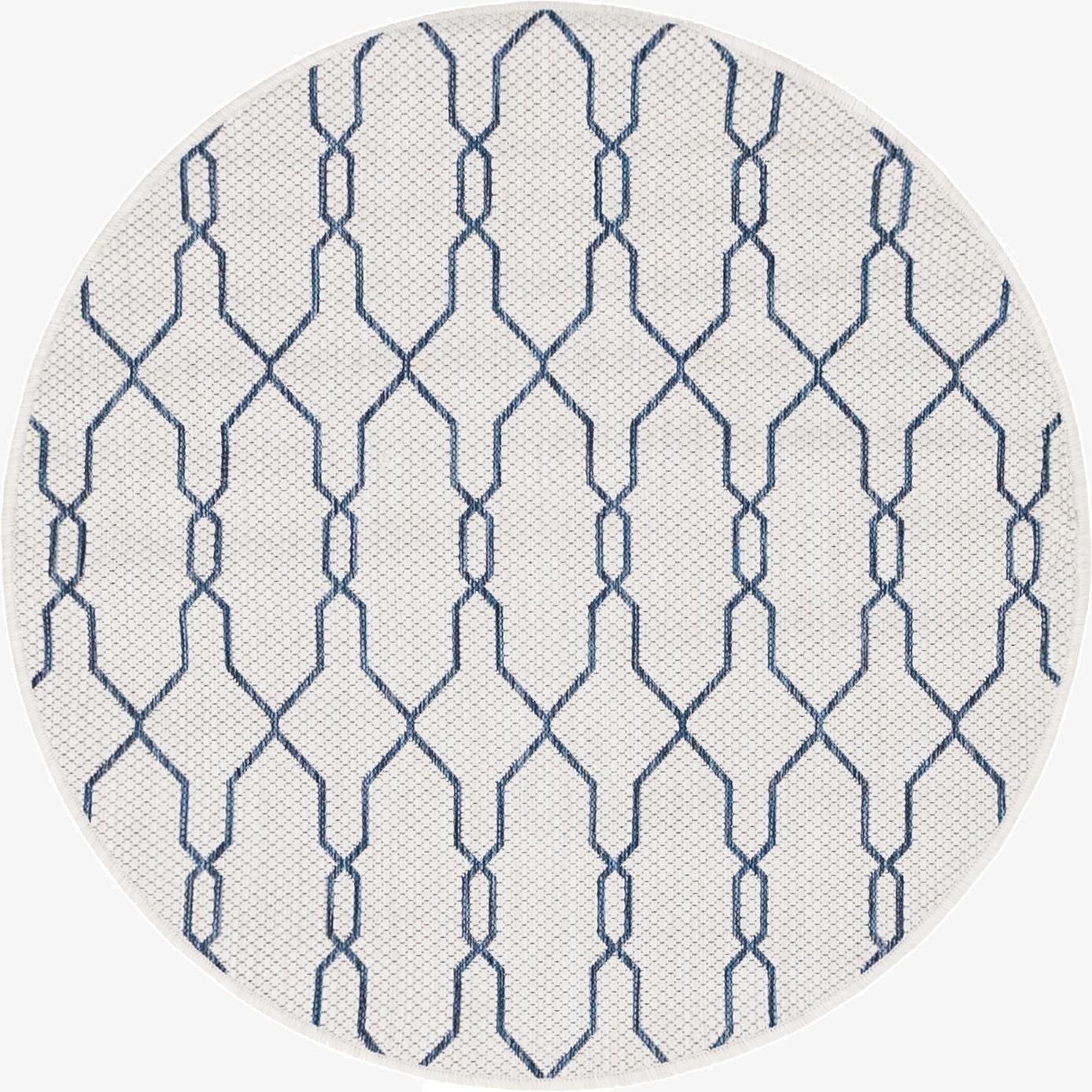 4' x 4' Washable Lattice Indoor / Outdoor Round Rug