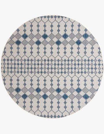 Ivory Easy-Clean Lattice Indoor / Outdoor Round Rug