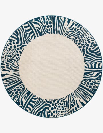Ivory Easy-Clean Safari Indoor / Outdoor Round Rug