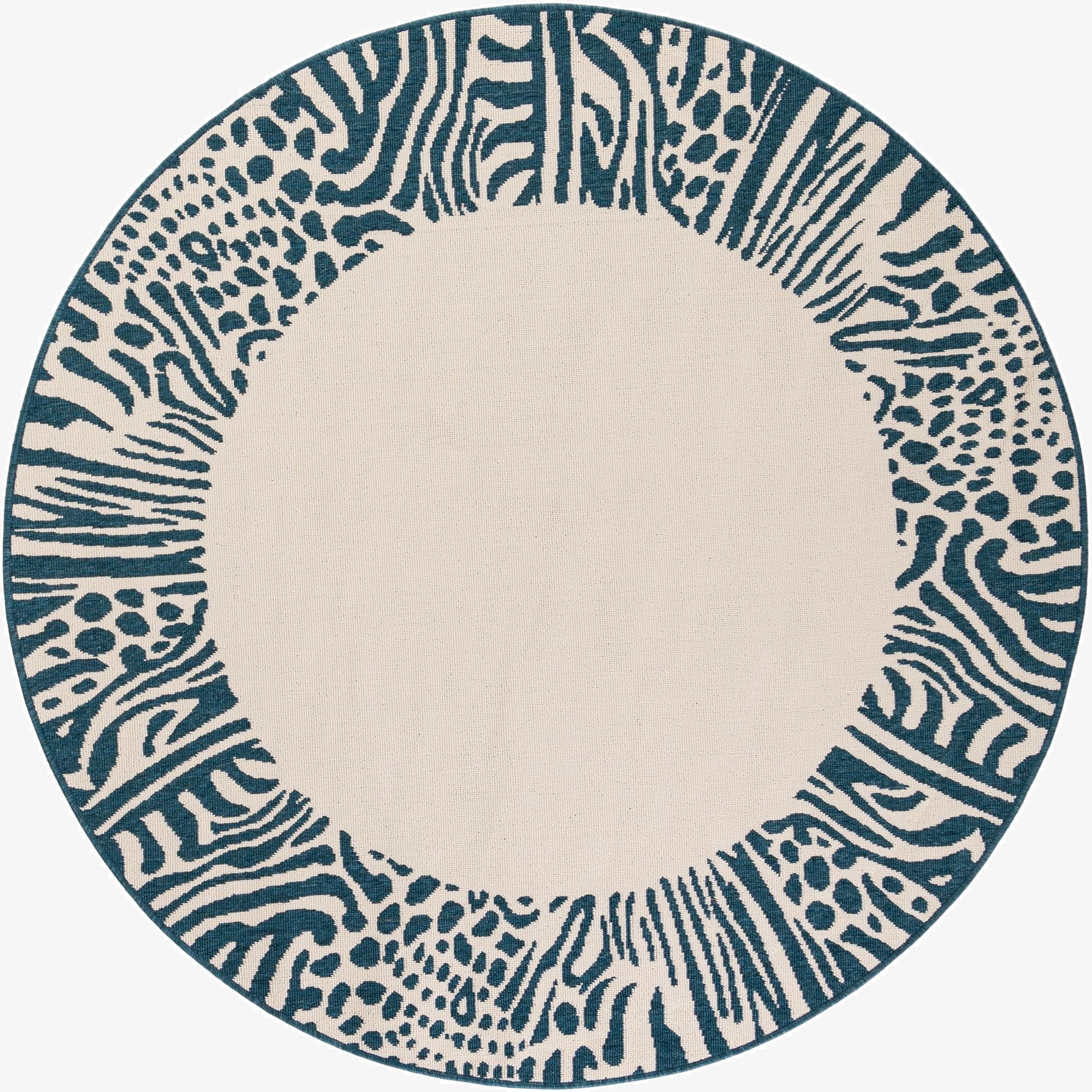 6' x 6'  Washable Safari Indoor / Outdoor Round Rug