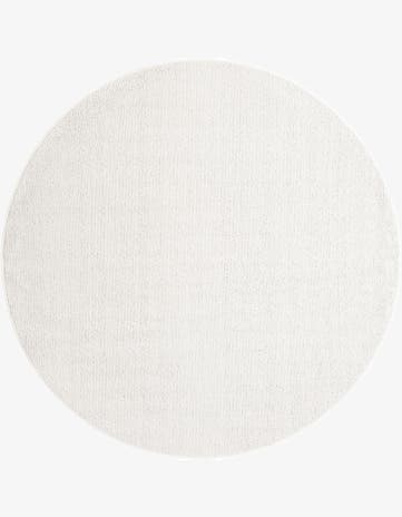 Ivory Easy-Clean Solid Indoor / Outdoor Round Rug
