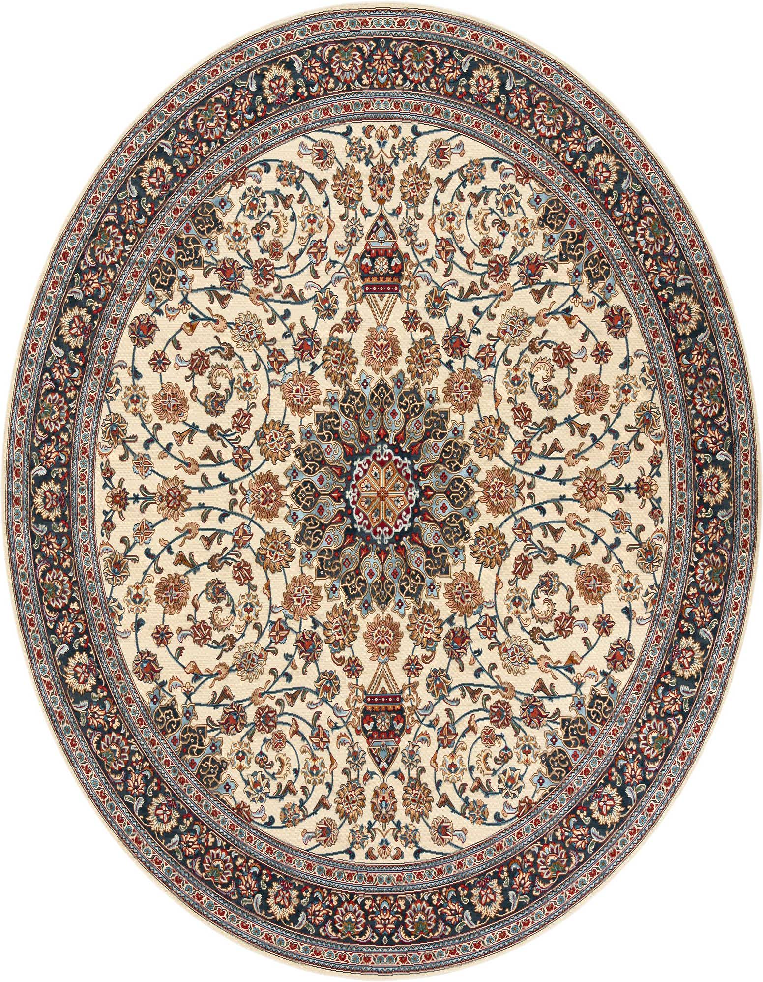10' x 10' Easy-Clean Traditional Indoor / Outdoor Round Rug
