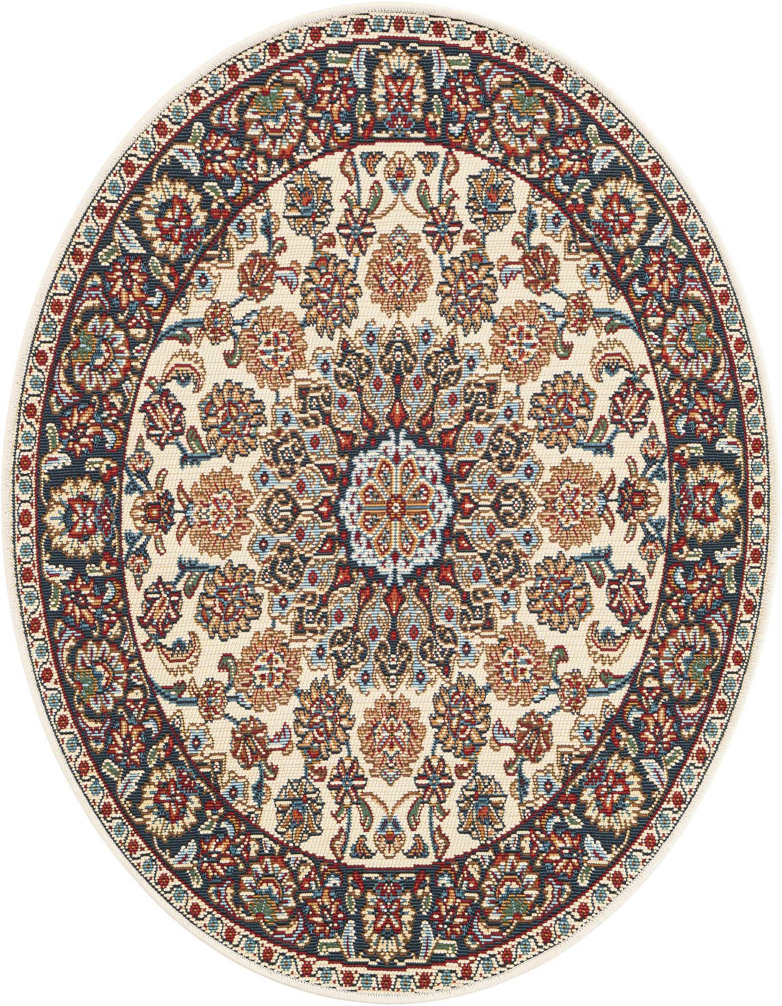 3' 3 x 3' 3 Easy-Clean Traditional Indoor / Outdoor Round Rug