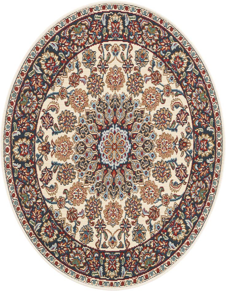Detail image of 3' 3 x 3' 3 Easy-Clean Traditional Indoor / Outdoor Round Rug