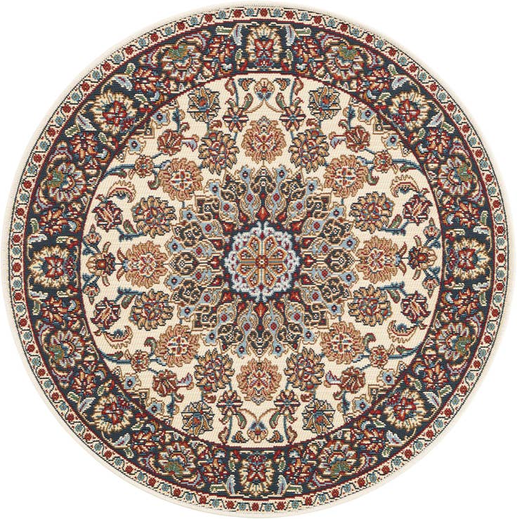 Detail image of 3' 3 x 3' 3 Easy-Clean Traditional Indoor / Outdoor Round Rug
