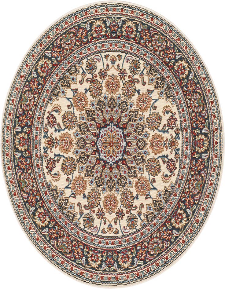 Detail image of 4' 1 x 4' 1 Easy-Clean Traditional Indoor / Outdoor Round Rug