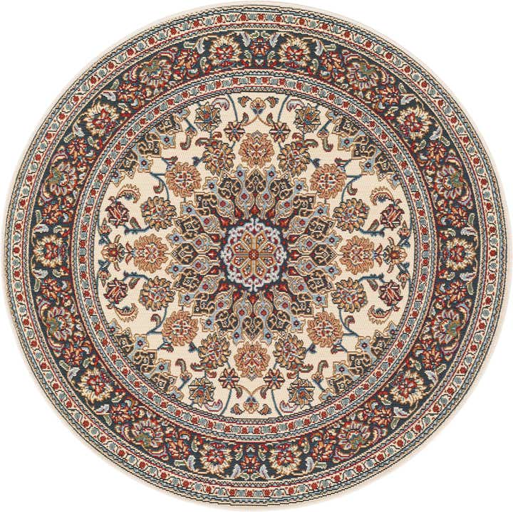 4' 1 x 4' 1 Easy-Clean Traditional Indoor / Outdoor Round Rug
