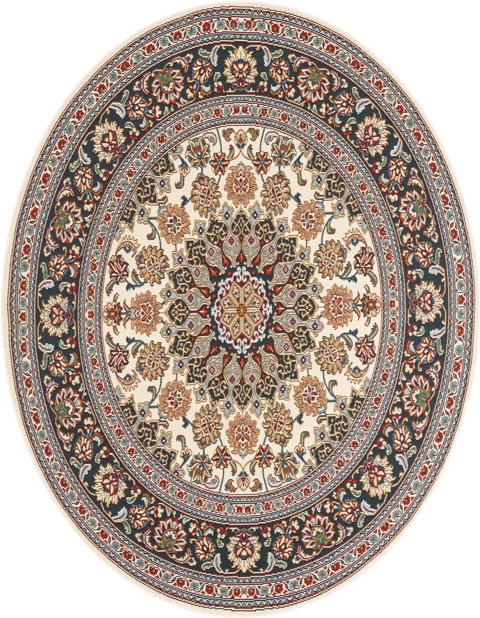 6' 1 x 6' 1 Easy-Clean Traditional Indoor / Outdoor Round Rug