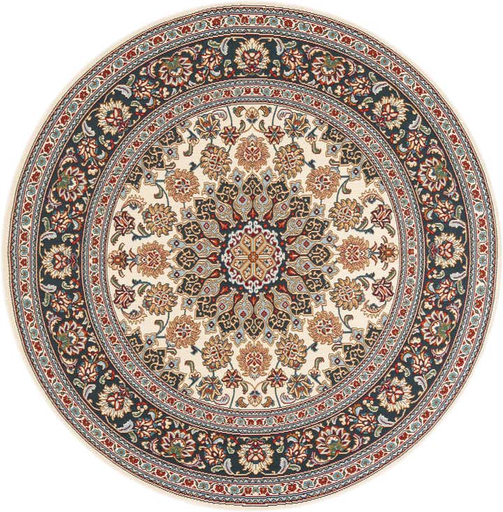 6' 1 x 6' 1 Easy-Clean Traditional Indoor / Outdoor Round Rug