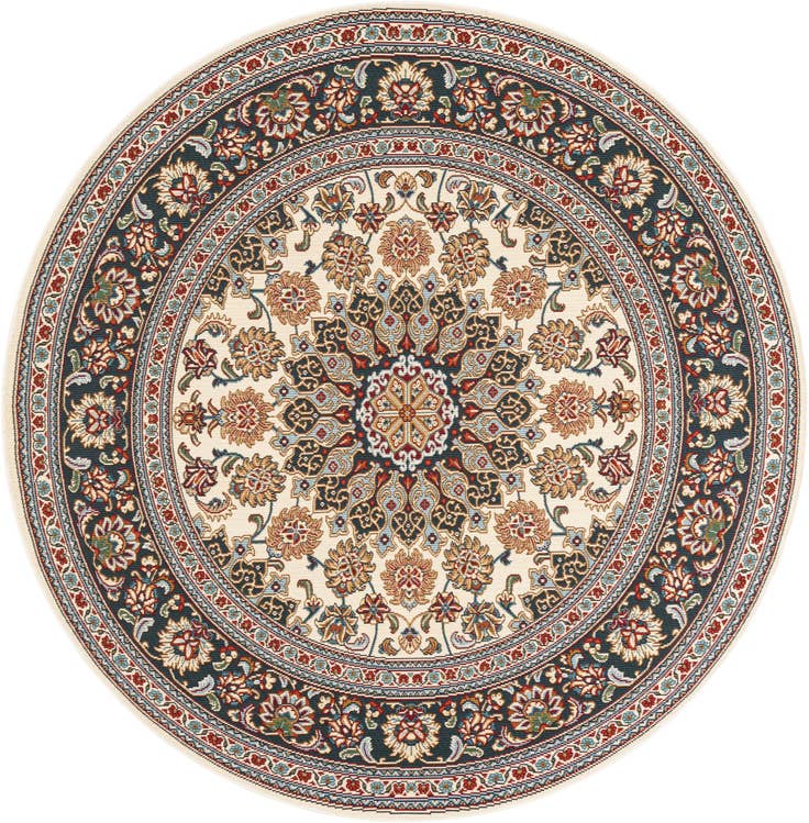 Detail image of 6' 1 x 6' 1 Easy-Clean Traditional Indoor / Outdoor Round Rug
