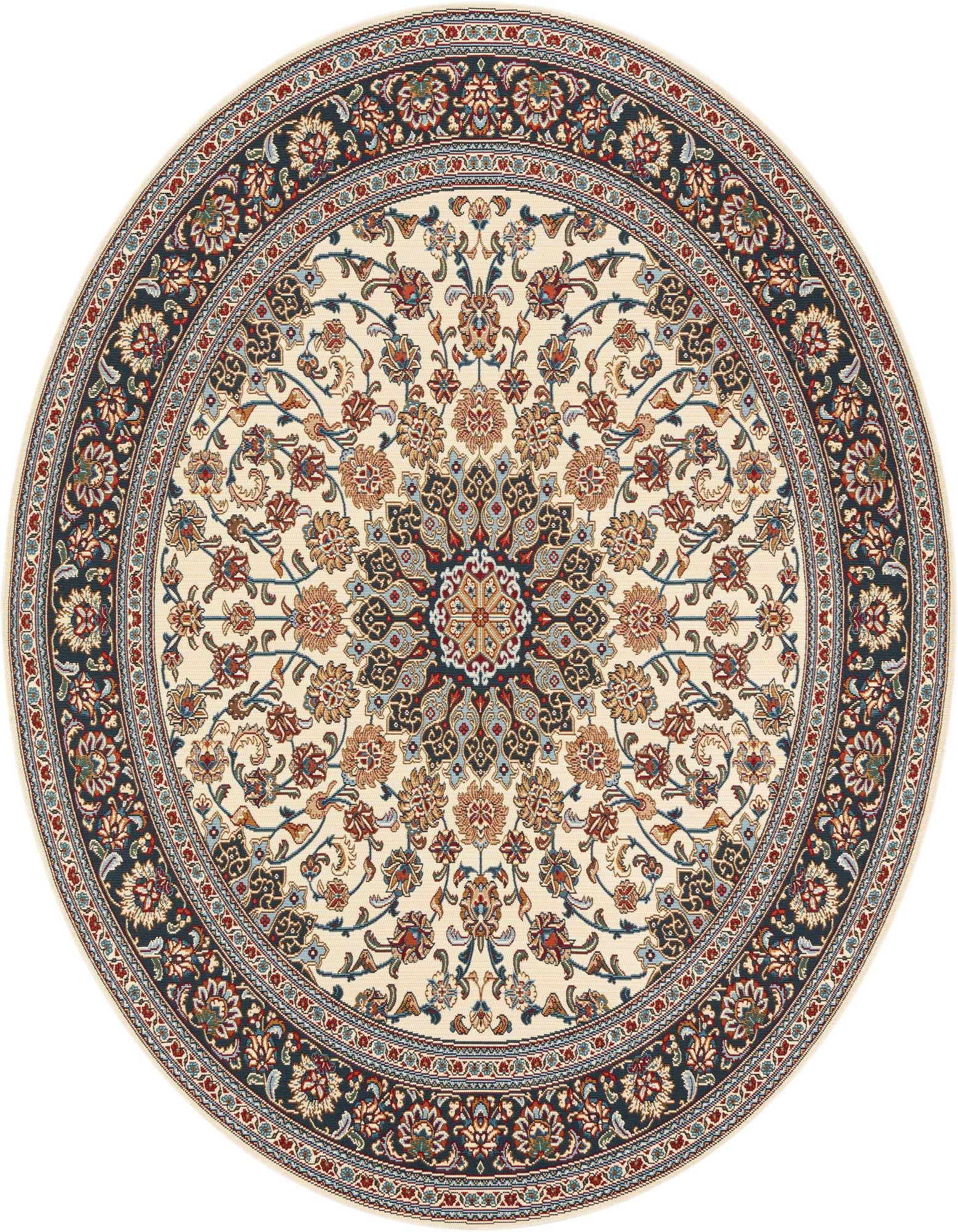 7' 10 x 7' 10 Easy-Clean Traditional Indoor / Outdoor Round Rug