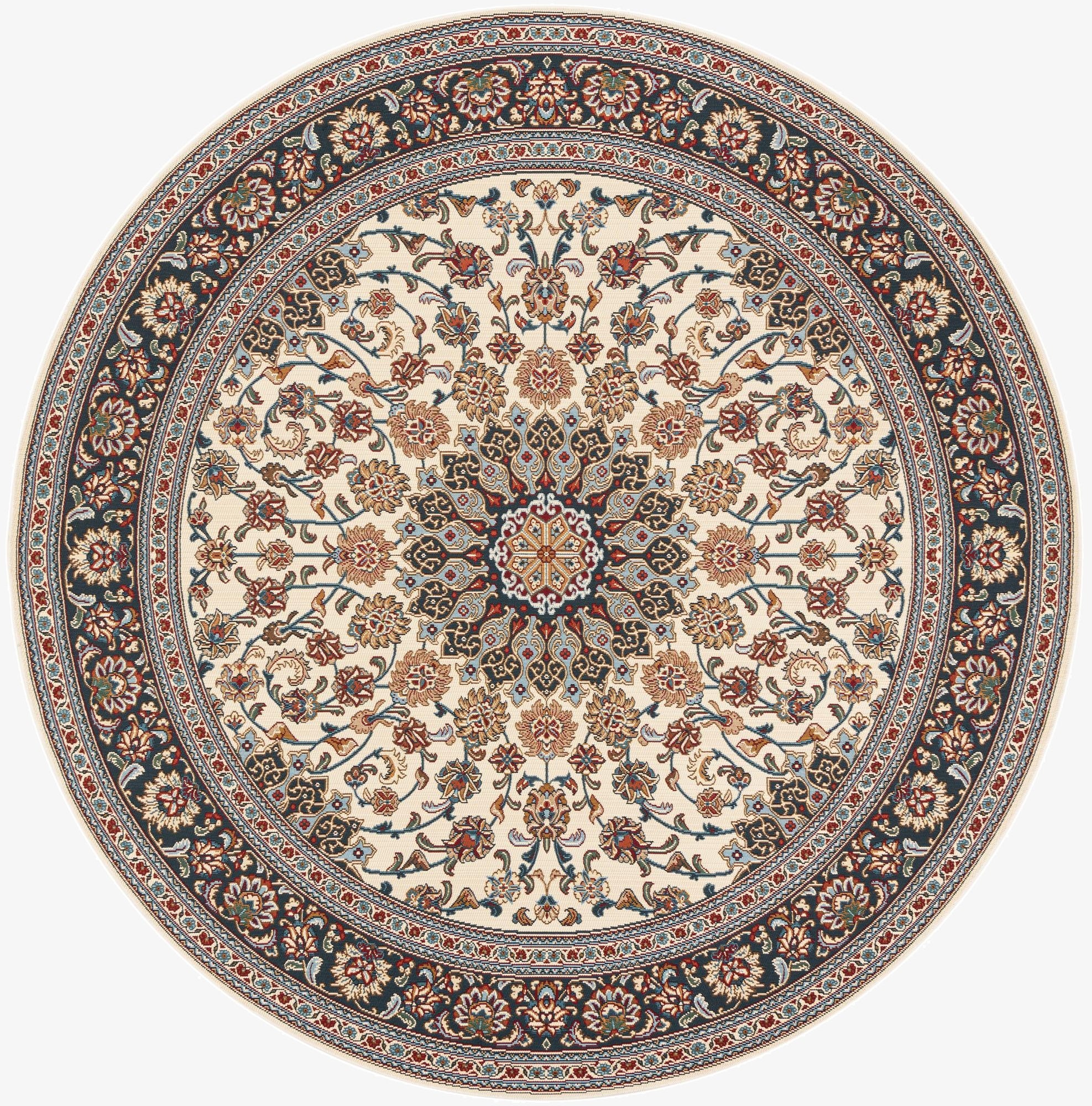 7' 10 x 7' 10  Washable Traditional Indoor / Outdoor Round Rug