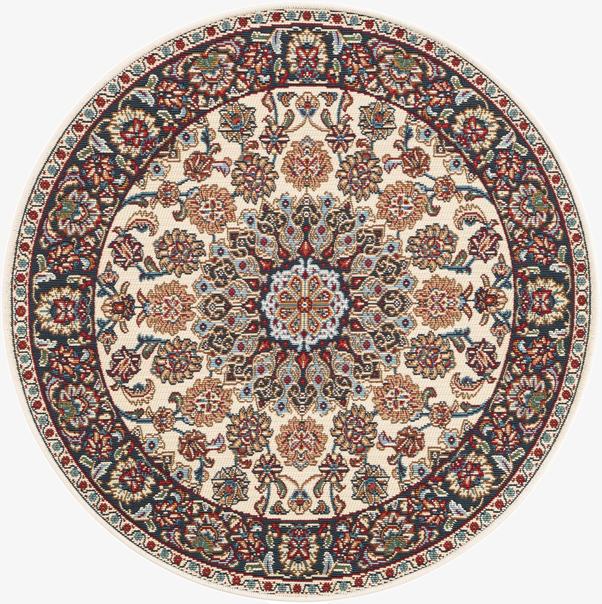 3' 3 x 3' 3  Washable Traditional Indoor / Outdoor Round Rug