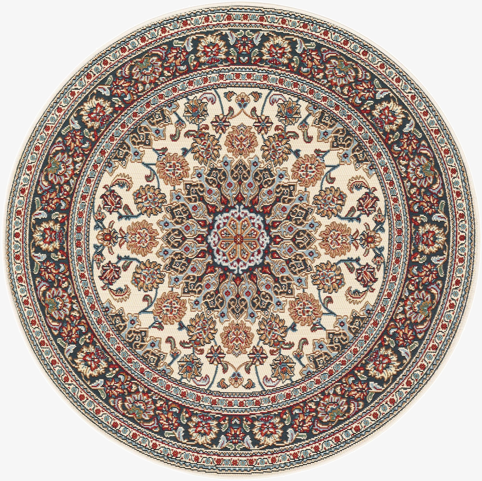 4' 1 x 4' 1  Washable Traditional Indoor / Outdoor Round Rug