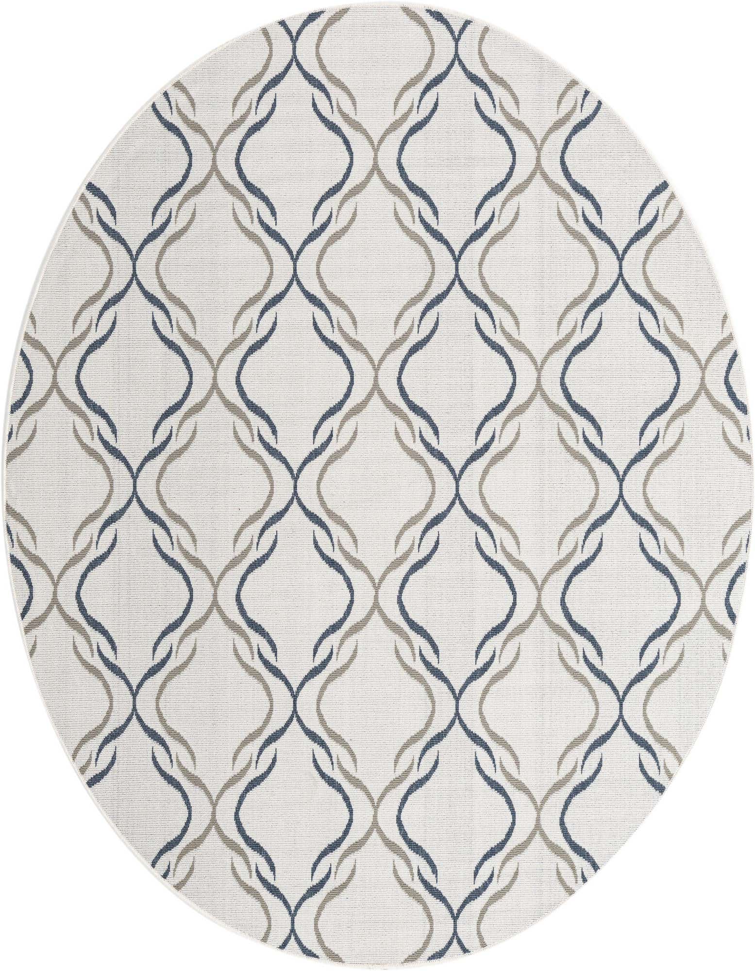 7' x 7' Easy-Clean Trellis Indoor / Outdoor Round Rug