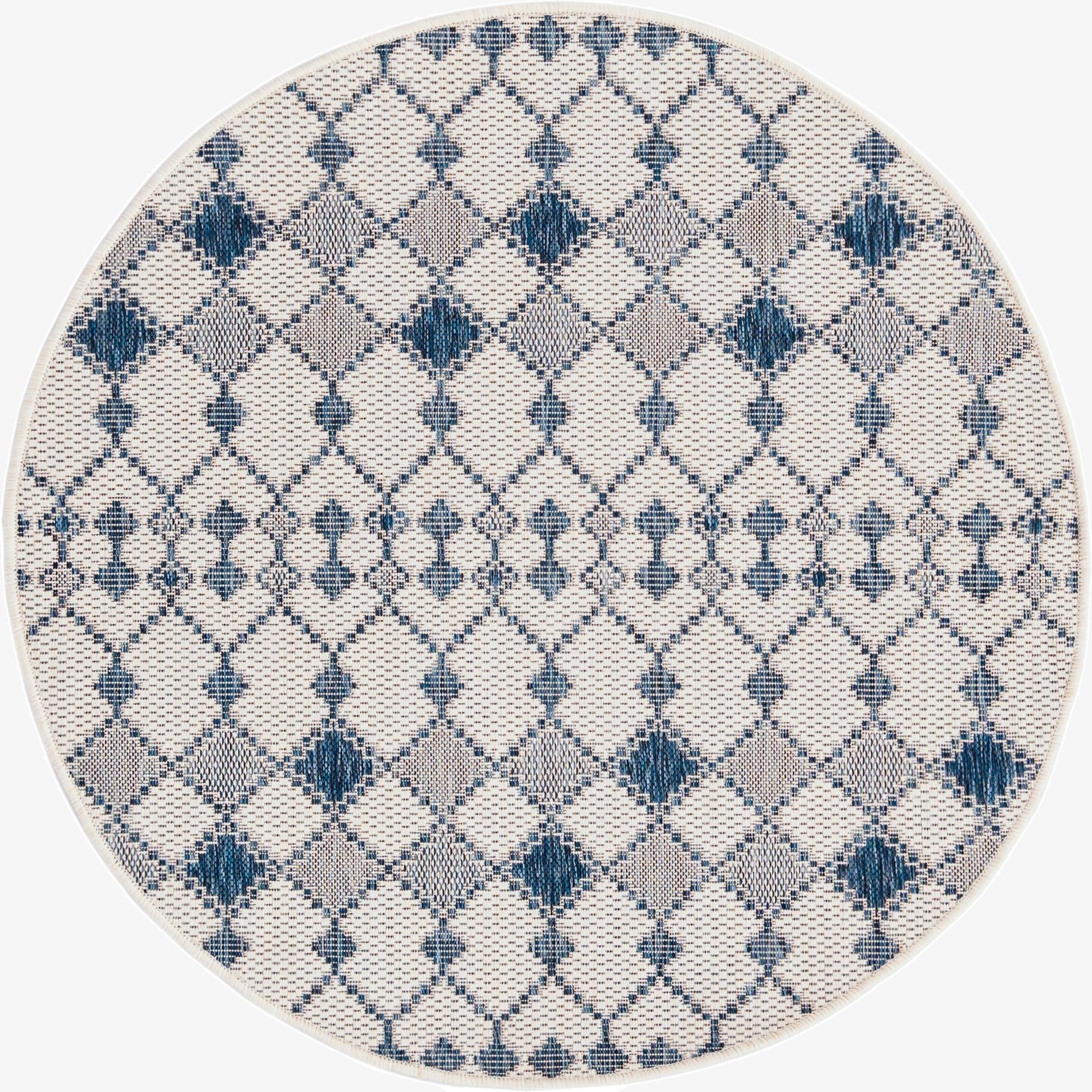 4' x 4'  Washable Trellis Indoor / Outdoor Round Rug