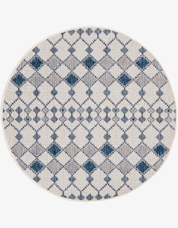 Ivory Easy-Clean Trellis Indoor / Outdoor Round Rug