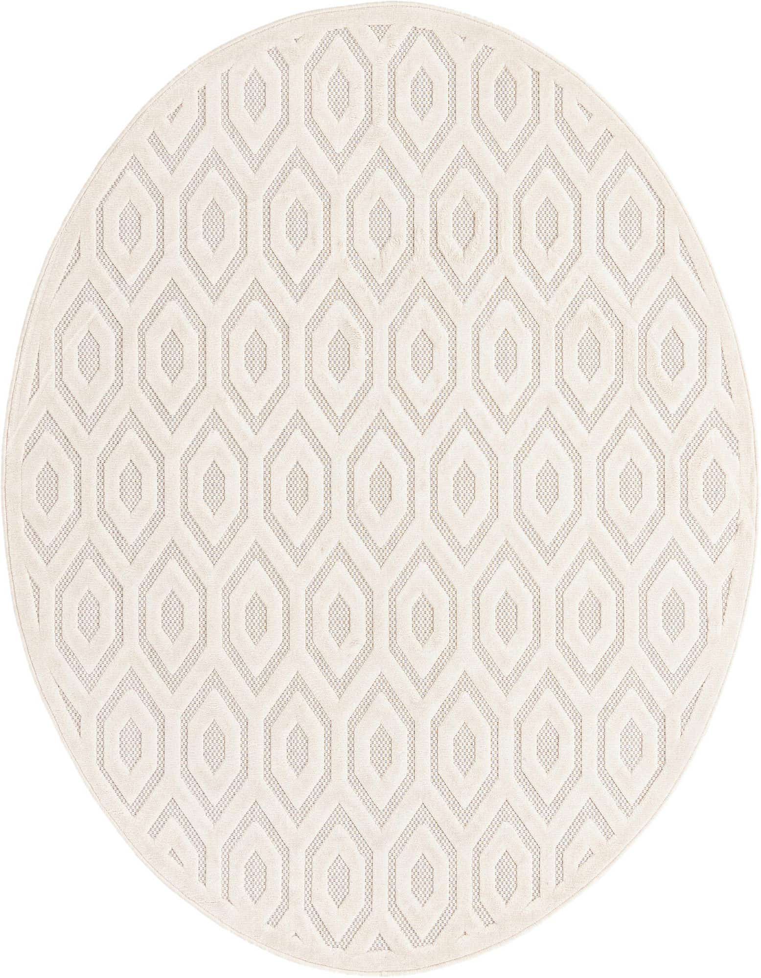 7' x 7' Easy-Clean Trellis Textured Indoor / Outdoor Round Rug