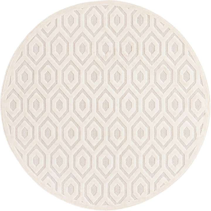 7' x 7' Easy-Clean Trellis Textured Indoor / Outdoor Round Rug