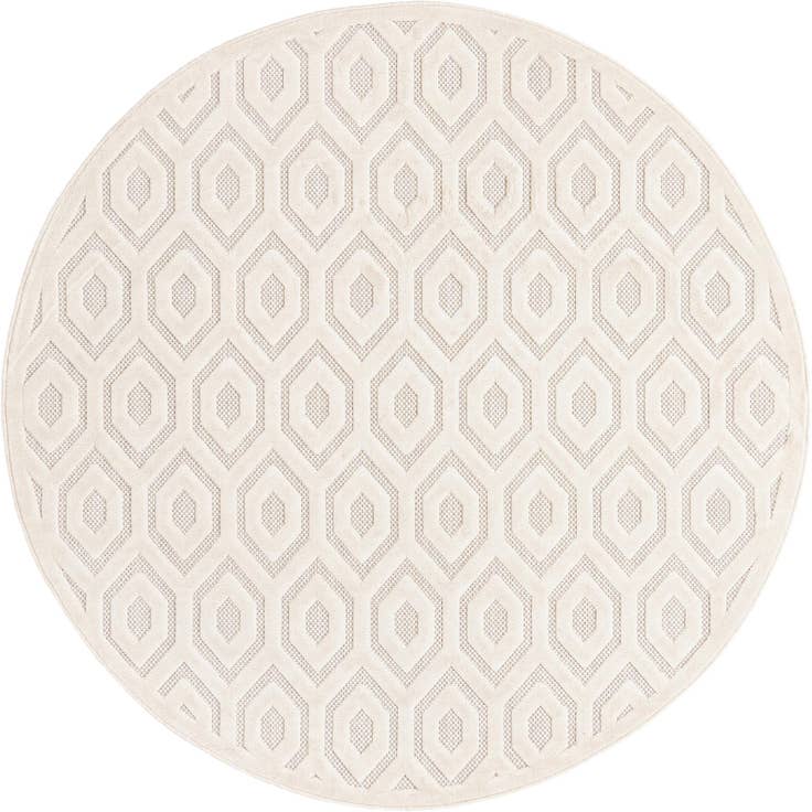 Detail image of 7' x 7' Easy-Clean Trellis Textured Indoor / Outdoor Round Rug