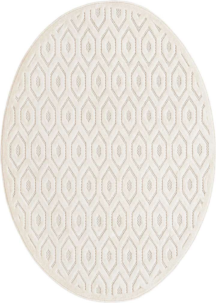 5' 3 x 5' 3 Easy-Clean Trellis Textured Indoor / Outdoor Round Rug