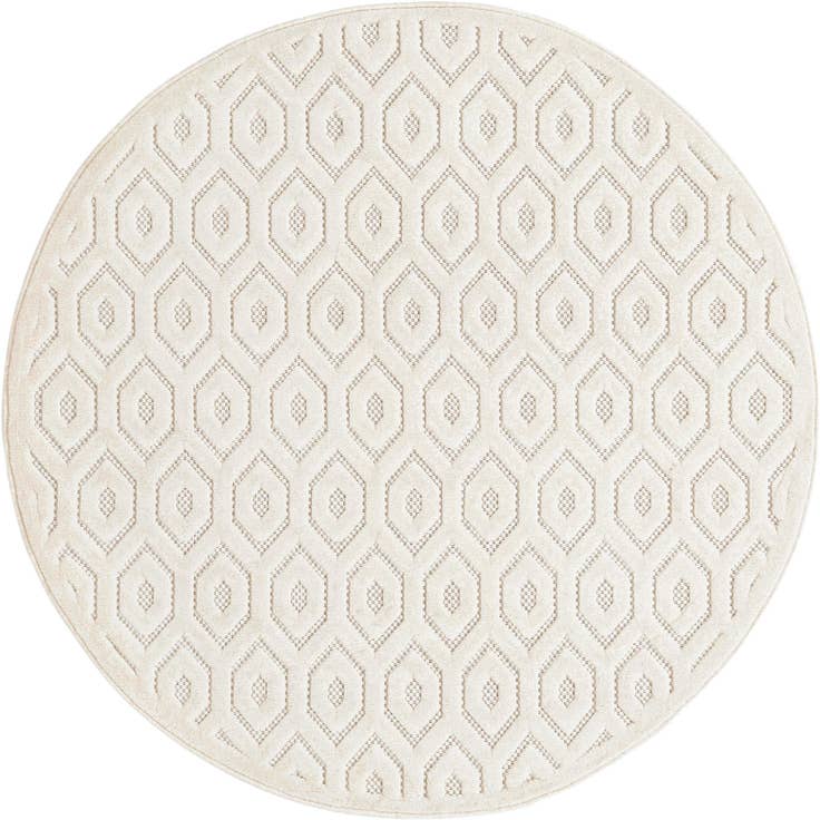 Detail image of 5' 3 x 5' 3 Easy-Clean Trellis Textured Indoor / Outdoor Round Rug