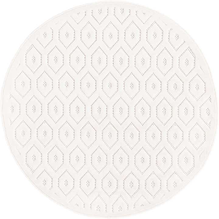4' x 4' Easy-Clean Trellis Textured Indoor / Outdoor Round Rug