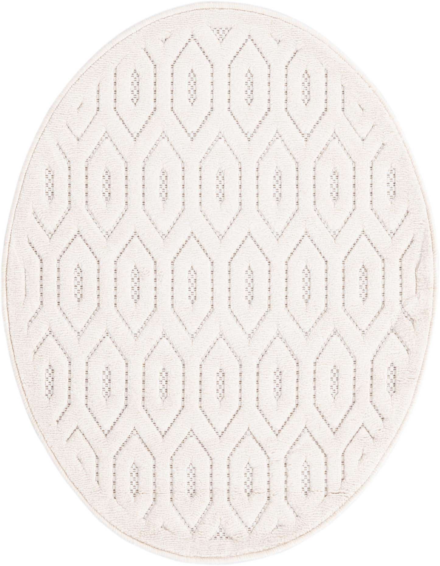 3' x 3' Easy-Clean Trellis Textured Indoor / Outdoor Round Rug