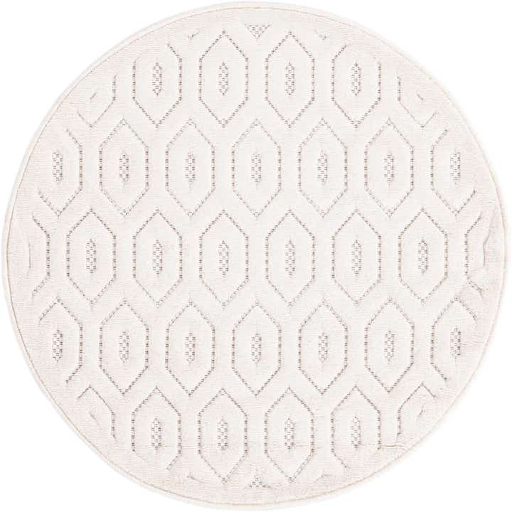 3' x 3' Easy-Clean Trellis Textured Indoor / Outdoor Round Rug