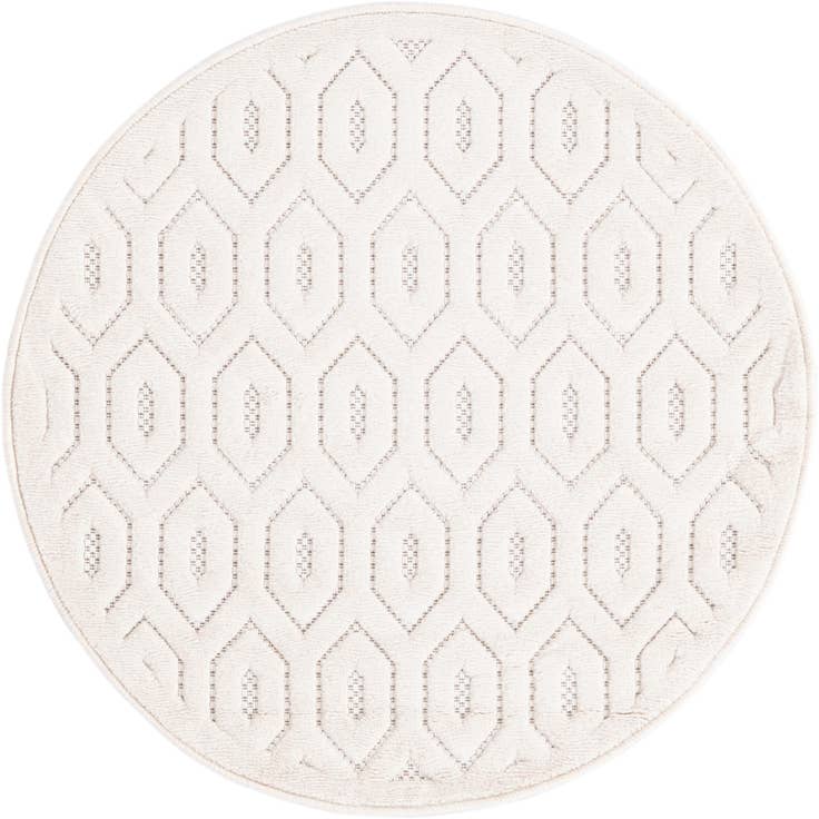 Detail image of 3' x 3' Easy-Clean Trellis Textured Indoor / Outdoor Round Rug