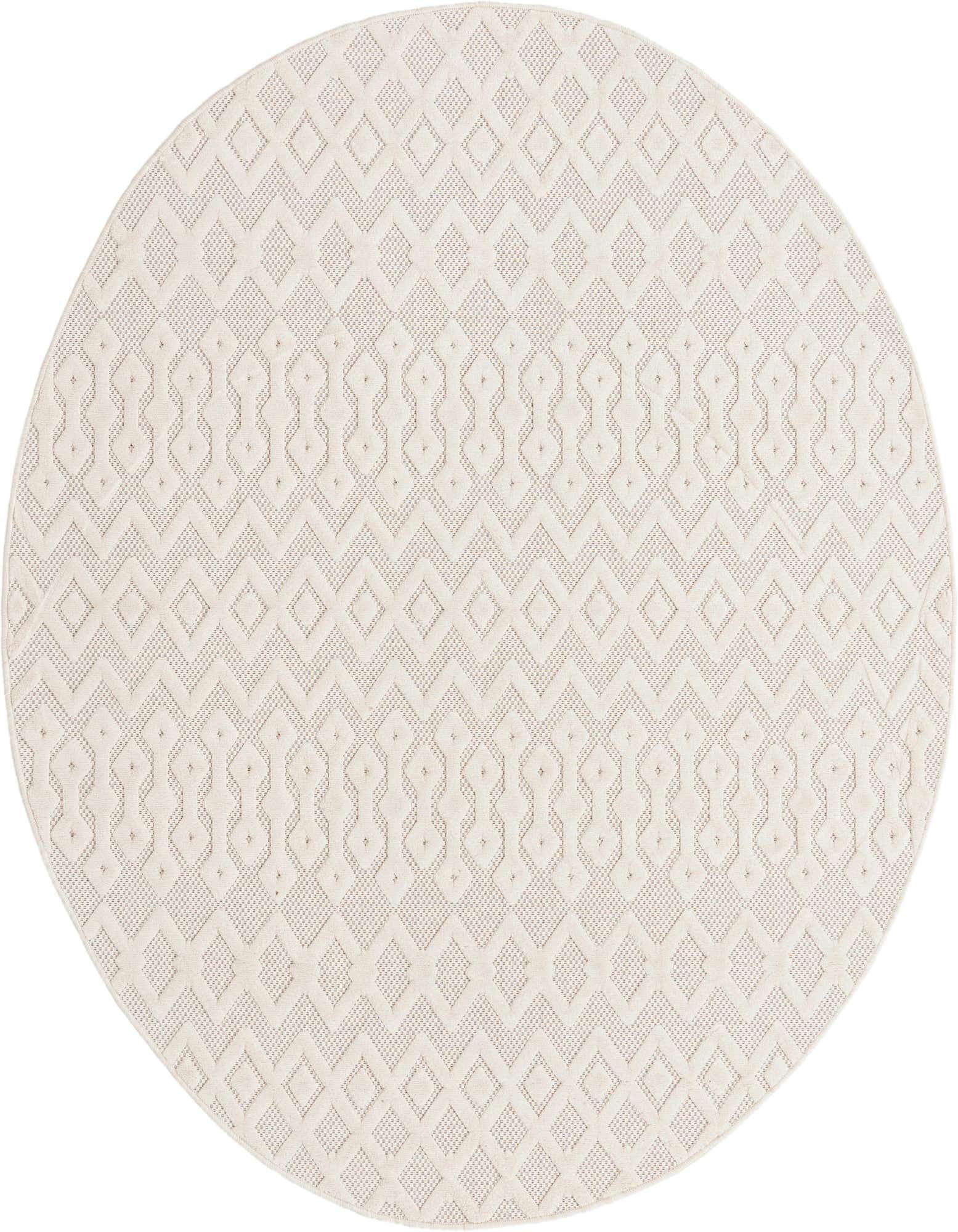 7' x 7' Easy-Clean Trellis Textured Indoor / Outdoor Round Rug